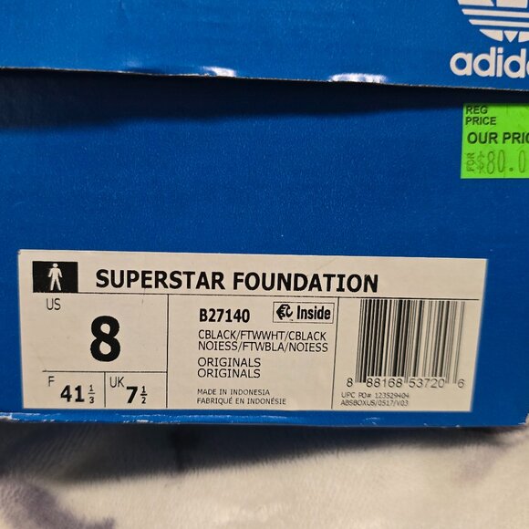 Adidas Superstar Foundation b27140 Size 8 - Picture 1 of 6